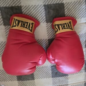 Everlast Red Gloves with Yellow Logo Patch